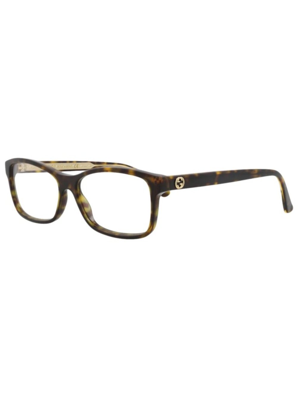 New Gucci Women's Eyeglasses Square Rectangle Acetate Frame Havana Havana